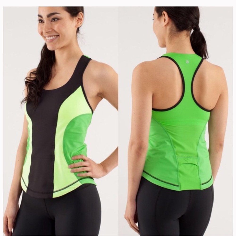 Lululemon Cardio Kick Tank Green Black size 6